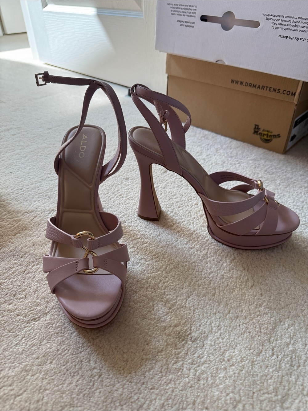 ALDO Mauve Pink Strappy Platform High-Heel Sandals